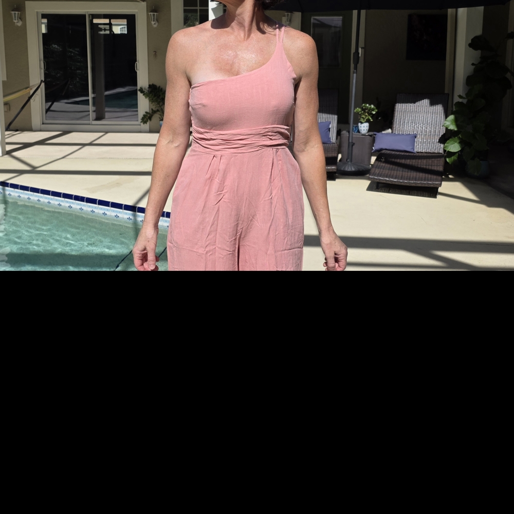Pink One-Shoulder Jumpsuit